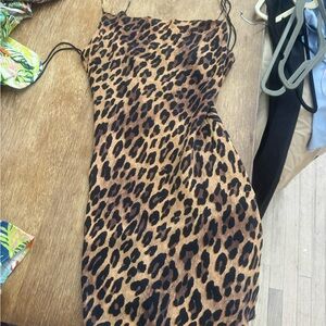 Alice and Olivia Leopard Print Spaghetti Strap Dress